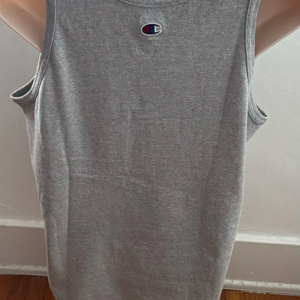 Champion Authentic athletic gray embroidered logo tank top, size M athleisure